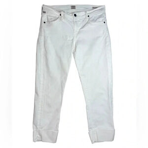 Citizens of Humanity C of H Dani Cropped Straight Leg Cuffed Jeans Size 28 White